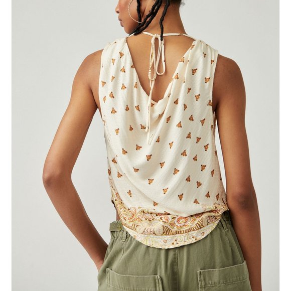 🎉LAST CHANCE🎉 FREE PEOPLE Silas Printed Cowlneck Top / Ivory Combo - Picture 11 of 13